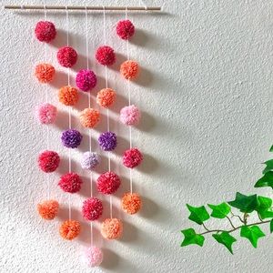 Boho Pom Pom wall hanging